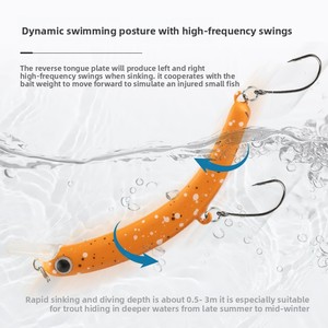 Hai-ähnlicher Köder Halbmond Sinkender <span class=keywords><strong>Minnow</strong></span> Jigging Kunstköder aus Kunststoff mit Haken für Süßwasserfische Angelzubehör Großhandel - Product Image 4