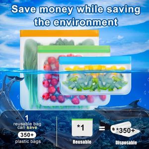 Non-woven Reusable Food Storage <b>Bags</b> BPA FREE Freezer <b>Bags</b> EXTRA THICK Leakproof Reusable Lunch <b>Bag</b> for Salad Fruit - Product Image 6