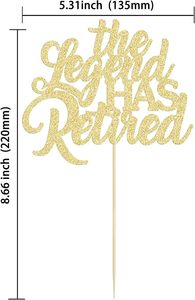 1 Pieza Decoración para Pastel con Purpurina Dorada 'La Leyenda se Retira', Feliz Retiro, Adiós a la Tensión, ¡Hola Pensión! - Product Image 2
