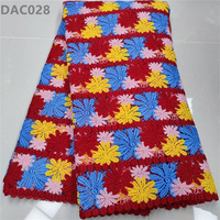 Fleur colorée africaine Soluble dans l'eau dentelle cordon dentelle tissu Guipure dentelle pour les femmes nigérianes robe