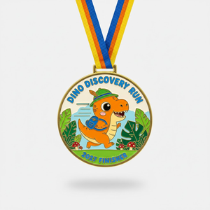Medalla Personalizada de Dinosaurio para Niños, Premio de Carrera Divertida de 5K con Diseño de Dibujos Animados Jurásicos, Venta al por Mayor de Fábrica OEM - Product Image 3