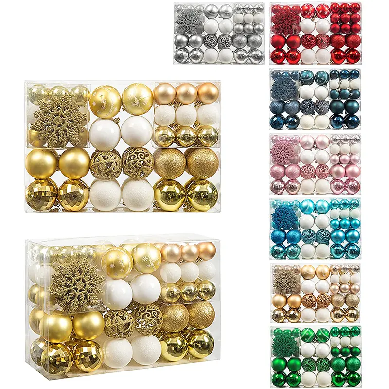 Groothandel Op Maat 3-20Cm Goud Kerst Bal Set 86Pcs Kerst Ornamenten Multi Vorm Kerstballen Kerstboom Decoratie