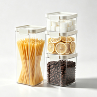 Recipientes Herméticos para Almacenamiento de Alimentos, Modulares, Transparentes, Apilables, con Tapa de Bloqueo, Frascos Herméticos Libres de BPA, Organizador de Granos y Pasta para Despensa