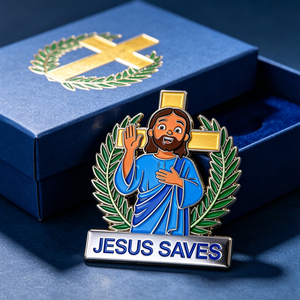 Nuevos <span class=keywords><strong>y</strong></span> populares pines de esmalte suave, insignias personalizadas al por mayor, artesanía metálica de creencia religiosa, regalo de recuerdo, pin de solapa de Jesús con ropa - Product Image 1