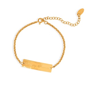 <span class=keywords><strong>Pulsera</strong></span> de Diseño Cuadrado de Acero Inoxidable, Elegante y Lujosa, con Letras en Inglés, Joyería de Alta Gama y Romántica - Product Image 1