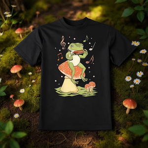 Camiseta Cottagecore con diseño de rana tocando armónica y hongos Farmcore - Product Image 3
