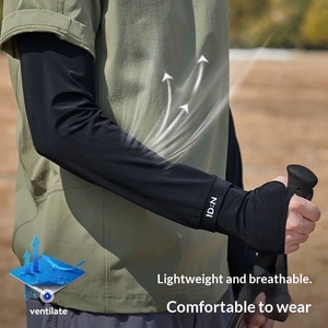 Mangas de protección solar UV de seda helada elásticas para hombre, para ciclismo y conducción, mangas refrescantes para cubrir tatuajes - Product Image 2
