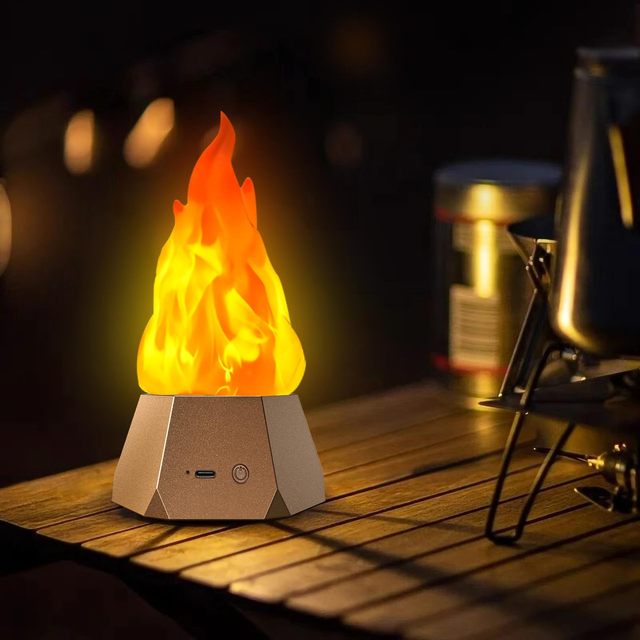 Modern Waterproof LED Flame Simulation Warm White ABS Night Lights USB Rechargeable Manual Button Battery Operated 50000 Hours