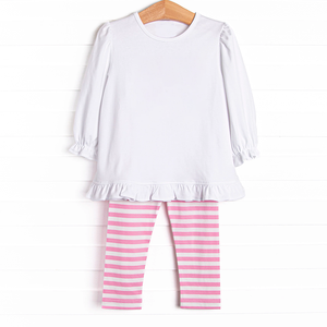 Conjunto de <span class=keywords><strong>pañales</strong></span> de rayas rosas y azules a juego para hermanos clásicos Boutique con monograma de algodón de manga larga para niños y niñas - Product Image 5