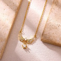 Collier en acier inoxydable Goutte d'eau Ailes d'ange pour femme, micro-incrusté de zircon, design de niche, luxe léger, tendance, pour soirée, ras du cou