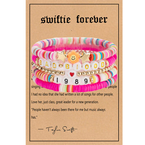 Pulseras de la Amistad Personalizadas de Estilo Bohemio con Cuentas de Arcilla Polimérica Coloridas, Cuentas de Semillas, Letras y Tarjetas, Joyería de <span class=keywords><strong>Taylor</strong></span> <span class=keywords><strong>Swift</strong></span> - Product Image 5