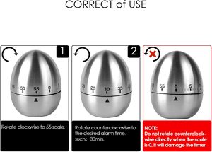 Trứng Hình Dạng Thép Không Gỉ Cơ Khí Nhà Bếp Hẹn Giờ 60 Phút Cổ Điển Nấu Ăn Nồi Lớn Chuông Báo Động Âm Thanh Đếm Xuống Công Cụ - Product Image 5