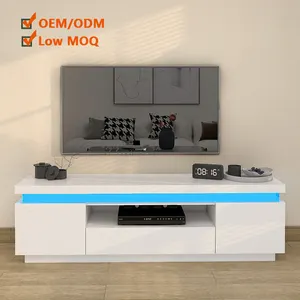 Yeni tasarım Modern lüks 16 renk LED TV standları masa ev ve ofis için TV ünitesi kabine