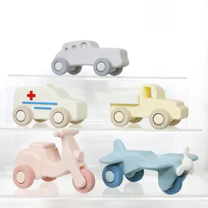 PAISEN Fábrica Atacado Silicone Car Toy Baby Montessori Toy Car Para Crianças Orgânica Dentição Silicone Toy