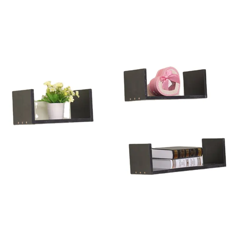 Wall Frame Sets Decorative Wooden Wall Shelf Set Of 3 U-shaped Cube White Floating Shelves