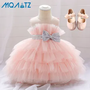 MQATZ – robe Tutu pour bébé fille, tenue de fête de baptême, motif floral, pour mariage, pour enfant de 1 an