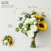 Bouquet artificiel de tournesols et pivoines, arrangement floral pour la décoration intérieure, centre de table de mariage, décoration de table de ferme, bouquets