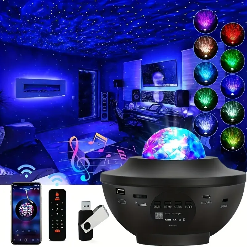 BT Music Speaker Laser Sky Star Starry Night Smart Home Light Aurora Starlight LED Galaxy Projector With Remote Control