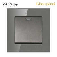 Interrupteur mural universel domestique durable IP20 250V à écran tactile 10A en verre, installation facile, interrupteur d'éclairage 1 entrée 1 sortie et 2 voies