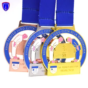 High Quality Custom Judo Medals Wholesale Karate Taekwondo Martial Arts Bjj Medal With Ribbon