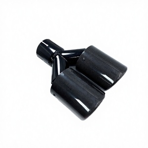 Puntas de escape universales de fibra de carbono M Performance con silenciador doble de 89 mm para BMW Abarth Series, acero inoxidable pulido a espejo - Product Image 2