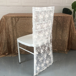 Funda <span class=keywords><strong>de</strong></span> Silla Romántica <span class=keywords><strong>de</strong></span> Algodón con Encaje Bordado, Estilo Nórdico, Decoración para Banquetes <span class=keywords><strong>de</strong></span> Boda, para Hotel, Fiesta, Personalizada, 40x90cm - Product Image 1