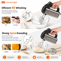 Batteur à main électrique certifié ETL 300W 5 vitesses avec fouets en acier inoxydable, batteur à œufs professionnel pour la pâte à gâteau et la pâtisserie