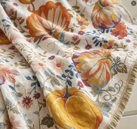 [Sirop d'érable Récolte d'automne] Serviette de bain en gaze de coton ultra-douce, écologique, motif floral moderne, pour usage domestique - 80cm*160cm