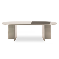 Ensemble de table à manger ovale en bois MDF brillant de style européen moderne et luxueux, 8 chaises pour restaurant, salle à manger
