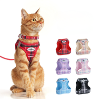 Kit de promenade pour animaux de compagnie classique à motif écossais, harnais de poitrine rembourré réglable pour chien, collier, laisse, ensemble de 3 pièces