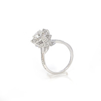Bague de fiançailles solitaire personnalisée en or blanc 18 carats avec diamant rond brillant cultivé en laboratoire, certifiée IGI, bijoux tendance pour femmes