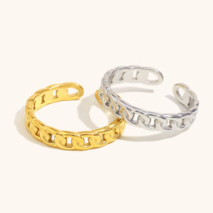 Dingran Aanslag Gratis Sieraden Accessoires Minimalistische Kettingopening Ringen 18K Verguld Roestvrij Staal Miami Cubaanse Ketting <span class=keywords><strong>Ring</strong></span> - Product Image 1
