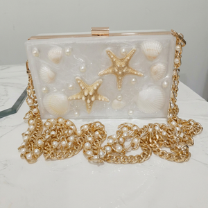 Boîte à bijoux ronde tendance et luxueuse en résine époxy avec motif étoile de mer, facile à nettoyer - Product Image 1