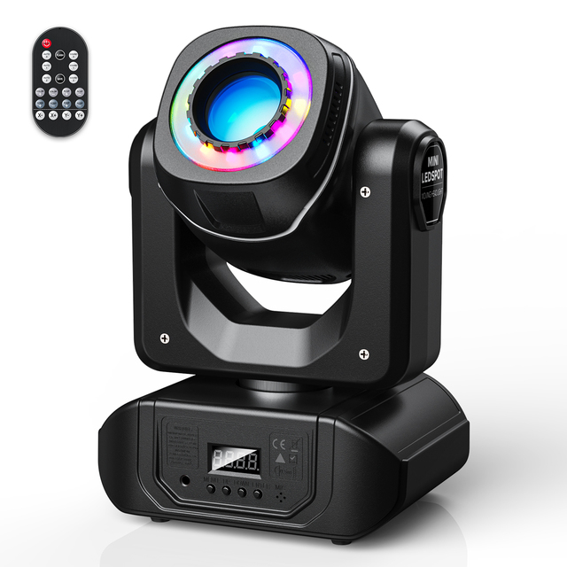 50W LED Moving Head Light 8 Gobos 8 Colors Spotlight by DMX 512 Sound Activated with Remote Control Stage Lights