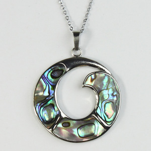 Collana con Ciondolo a Goccia d'Acqua in Conchiglia Naturale di Abalone con Catena in Bambù, Ideale per Gioielli Transfrontalieri - Vendita all'Ingrosso - Product Image 3