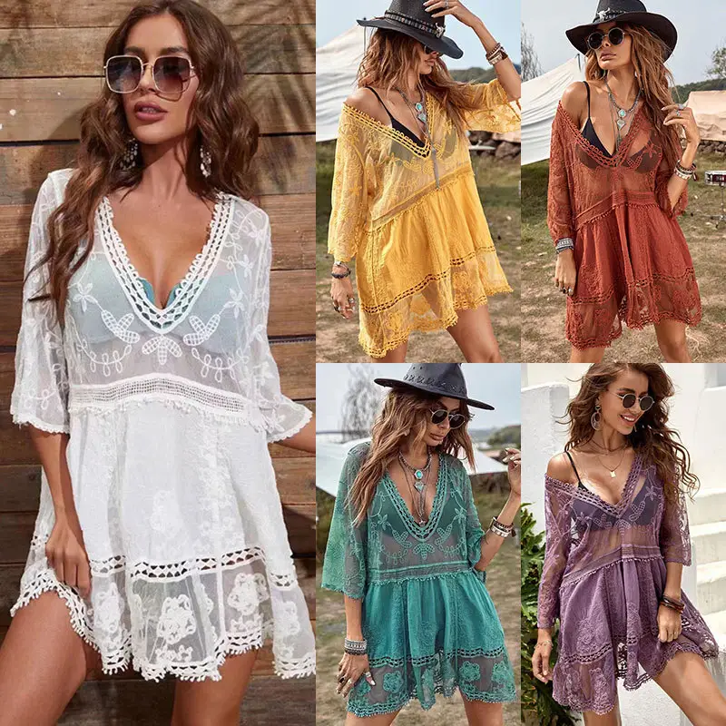 Blusa de algodón con capucha para mujer, falda para playa, bikini, playa, piscina, protección solar