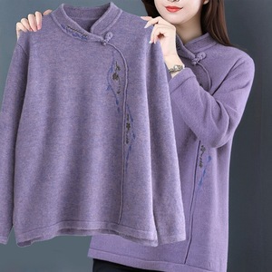 Women's Thickened Fleece-lined Retro Long Sleeve T-Shirt Pink Embroidered Autumn Winter Outerwear Base Layer M-4XL Anti-Pilling - Product Image 3