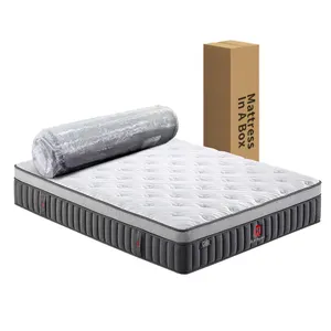 Household Bedroom Furniture Euro Top Hotel Pocket Spring Mattress Bed Memory Foam Comfortable Queen King Size Mattresses In Box