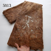 5013 Tela de encaje de tul al por mayor color café, encaje nigeriano, encaje francés africano bordado, telas en oferta para vestidos de novia