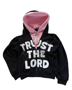 Sudadera con Capucha Extra Grande, Unisex, con Doble Cremallera, Ecológica, con Apliques Bordados de Parches Desgastados, Estilo Vintage, Económica - Product Image 4