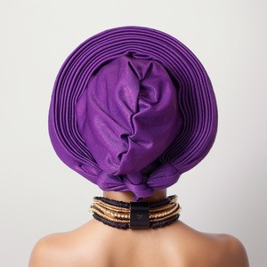 Nigeriano boda Geles africano Headtie Auto Gele turbantes para mujeres Aso Oke tela musulmana tocado cabeza femenina - Product Image 6