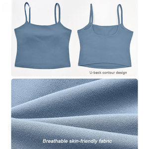 Gym Suit Outfit <b>Women</b> Fitness Workout Crop Tank Top High Waist <b>Leggings</b> Two Piece Activewear Wide-leg Straight-leg Pants Sets - Product Image 3