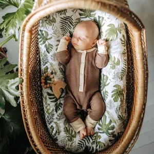 2022 Boho Bloemen Baby Ingericht Crib Cot Vel Dinosaur Wieg Pads Matras Lakens Kindje Mousseline Katoen Mozes Mand Vel