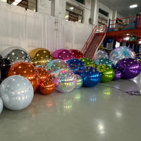 Boule gonflable irisée métallique, boule miroir gonflable décorative, ballons miroir, grandes boules miroir gonflables brillantes