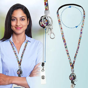 Sangle Lanière Id Bling Cristal Strass Diamant Rétractable <span class=keywords><strong>Cou</strong></span> Badge Clés Titulaire Téléphone Id Nom Travail Carte Bobine Clip <span class=keywords><strong>Porte</strong></span>-clés - Product Image 5