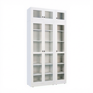 5-Layer Metal Storage <b>Cupboard</b> Cabinet Glass Swing Door <b>Cheap</b> Steel File Cabinet for Office Workshop Bedroom Kitchen Gym Use - Product Image 2