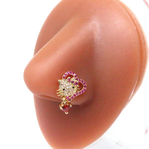 YW gros fleur CZ papillon en forme de L nez goujon corps Piercing bijoux en acier inoxydable broche nez anneaux goujon pour 20G - Product Image 6