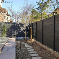 Clôture de jardin en aluminium composite de 6 pieds de haut avec panneau à lattes horizontales Clôture extérieure privée en WPC