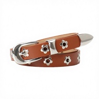 Ceinture ZPE0599 pour femme, style rétro haut de gamme, écologique, avec boucle en fer et œillets, style punk, personnalisée, pour pantalons décontractés