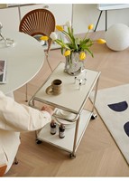 Table console roulante de luxe moderne Bauhaus en acier inoxydable, chariot de rangement mobile, mobilier de salon durable